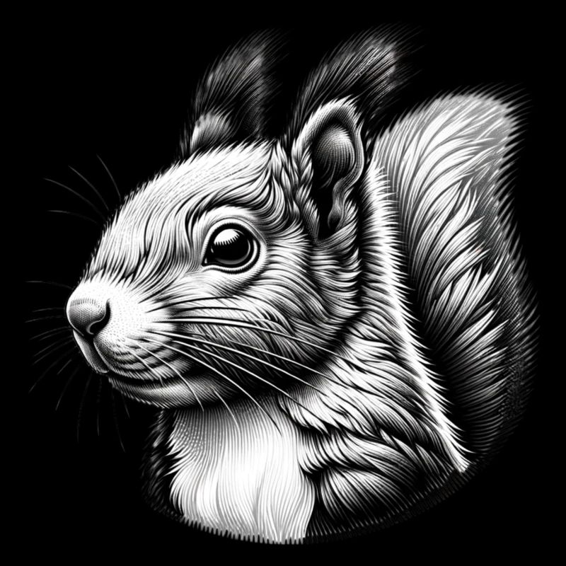 Black White Art Squirrel Nuts