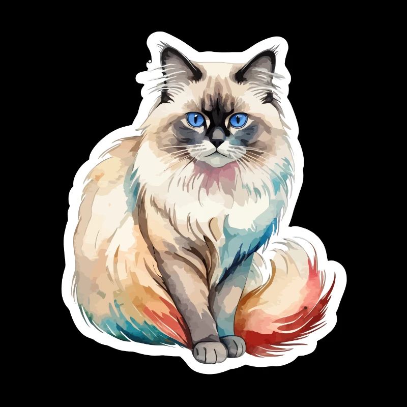 Birmakatze Wasserfarben