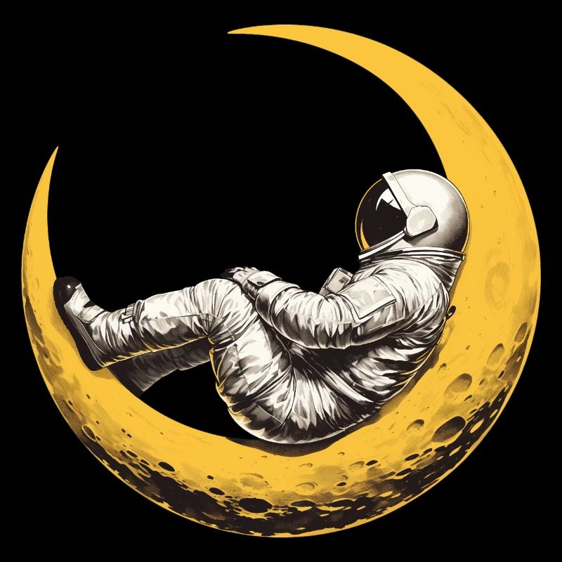 An astronaut on a crescent Moon
