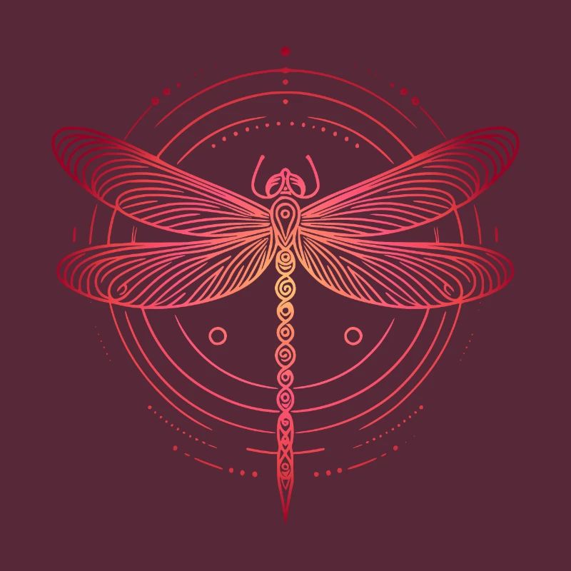 Dragonfly Spiral Patterns, Pink Gradient