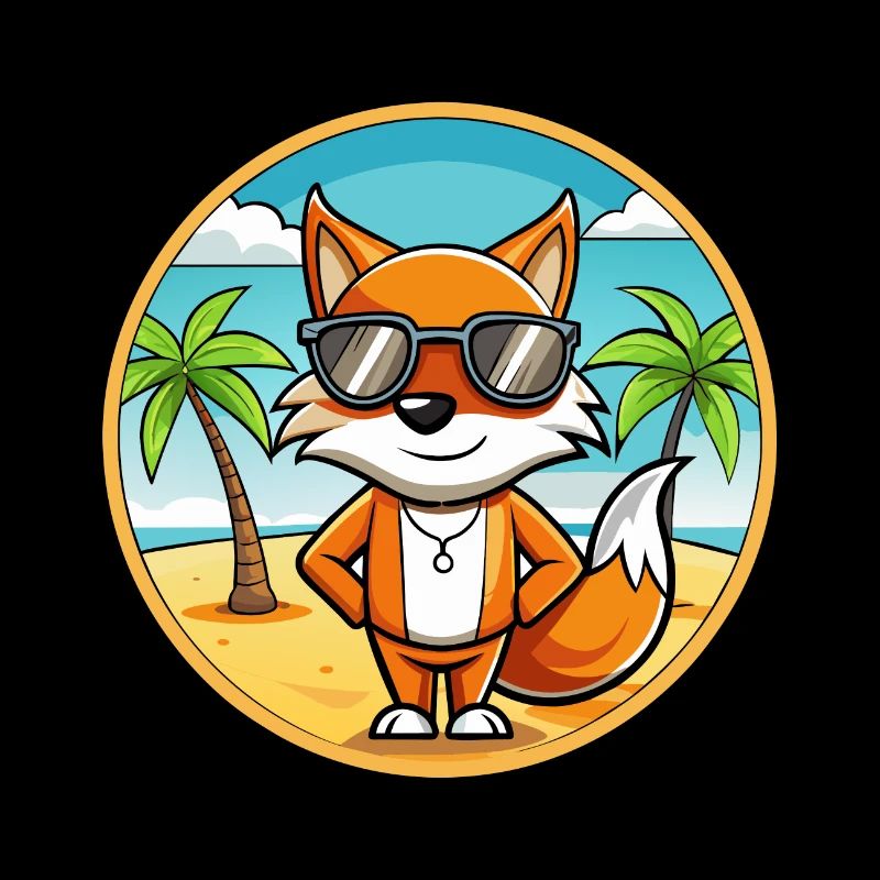 Fox Funny Cartoon Summer Beach Sunglasses Sticker