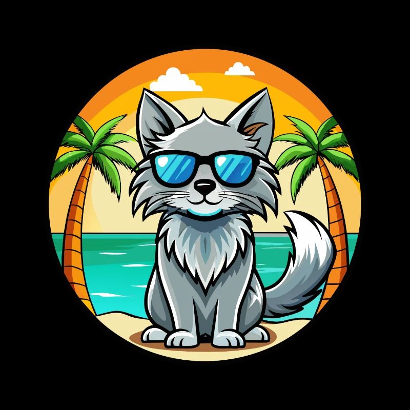 Nebelung Lunettes de soleil de dessin animé de race de chat plage