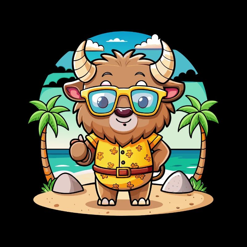 Bison Funny Cartoon Summer Beach Sunglasses