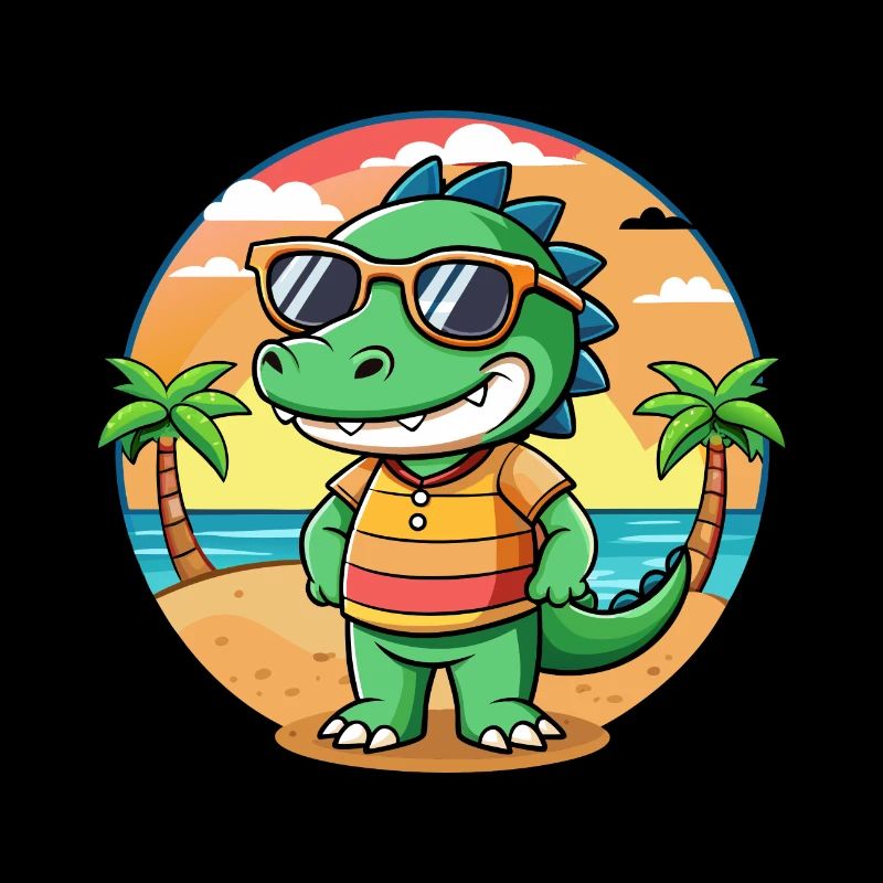 Lunettes de soleil de plage d’été de dessin animé drôle de crocodile