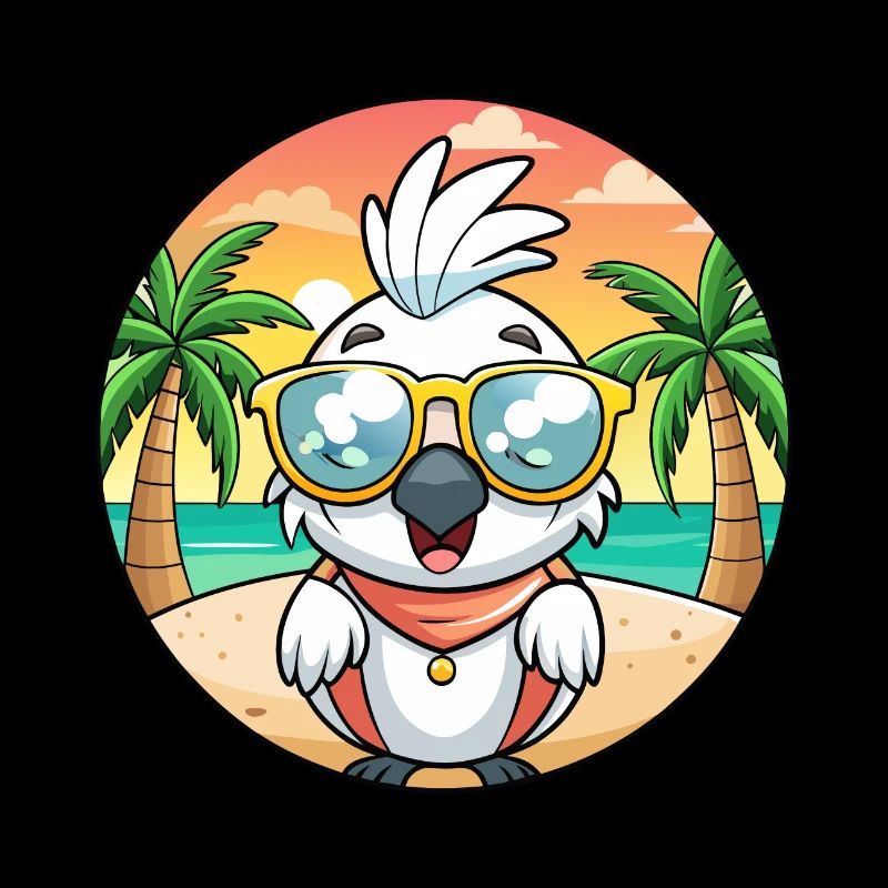 Cacatoès Drôle Dessin Animé Lunettes De Soleil De Plage D’été
