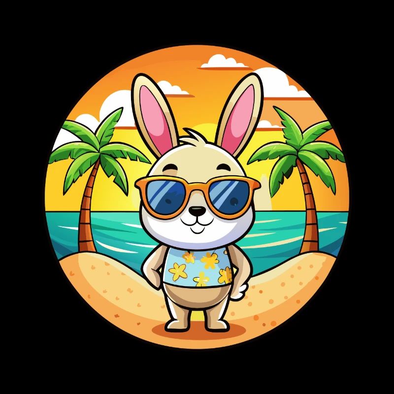 Rabbit Funny Cartoon Summer Beach Sunglasses