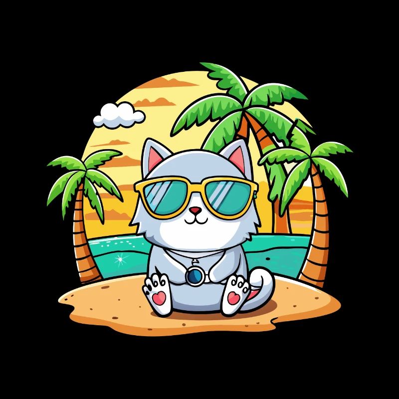 Lunettes de soleil de plage d’été de dessin animé drôle de chat