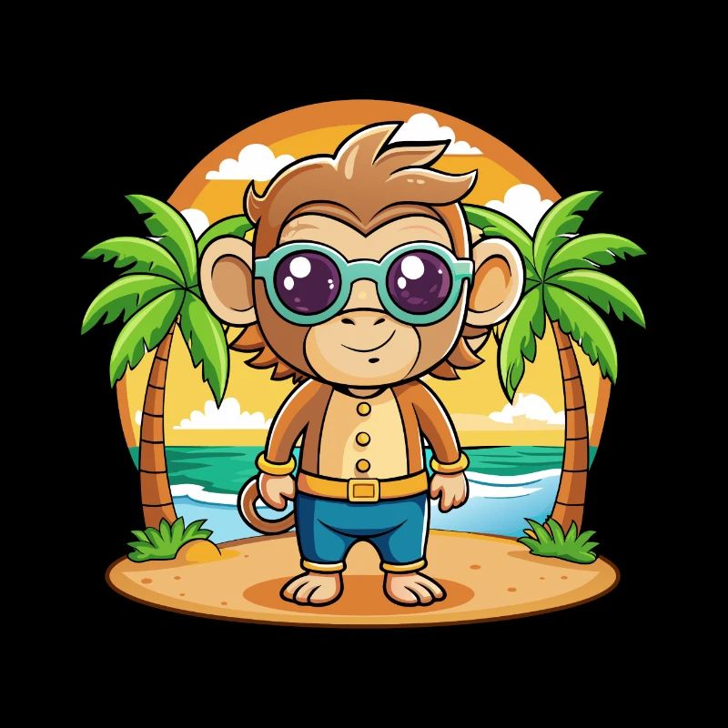 Lunettes de soleil de plage d’été de dessin animé drôle de singe