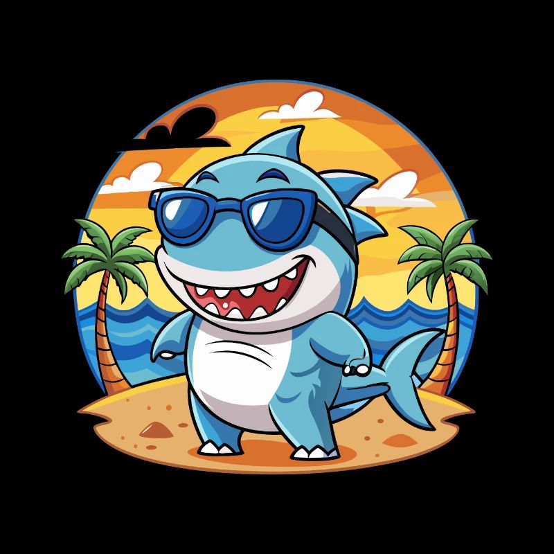 Lunettes de soleil de plage d’été de dessin animé drôle de requin