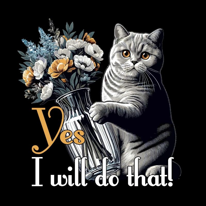 BKH Britisch Kurzhaar Katze Vase umkippen Geschenk