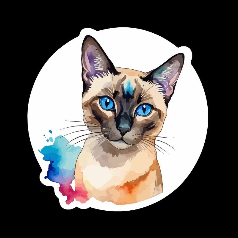 Siamkatze Wasserfarben