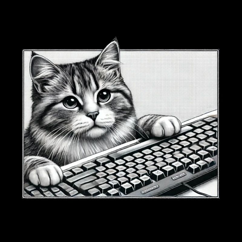 Humorous Keyboard Cat: Working Hard or Hardly Work