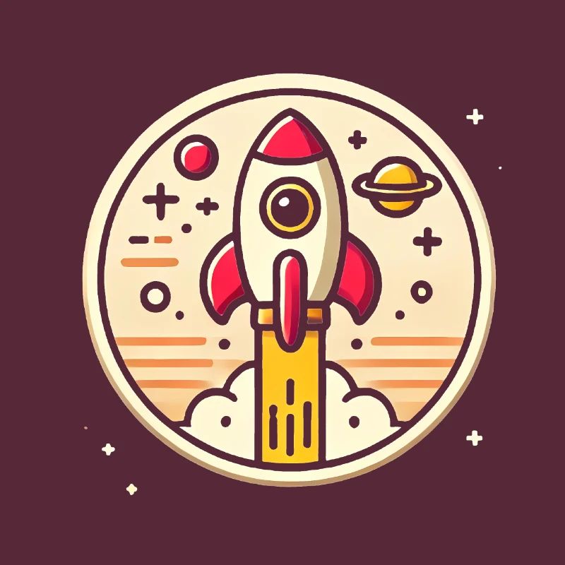 Fusée rétro perdue dans l’espace Graphique