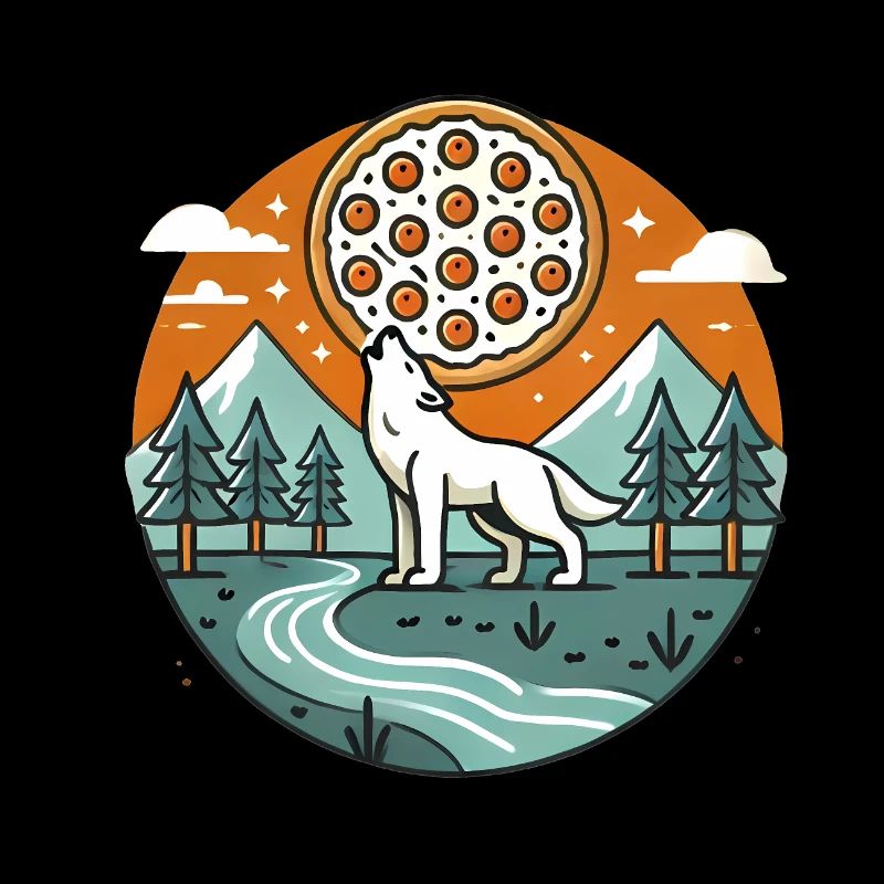 Heulender Wolf mit Pizza Mond