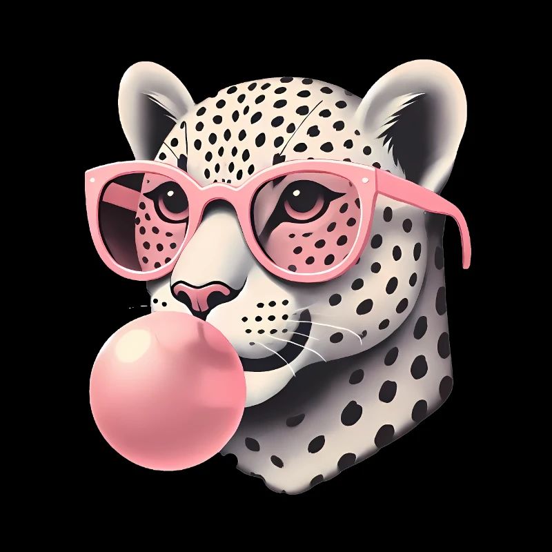Leopard mit rosa Brille Bubblegum