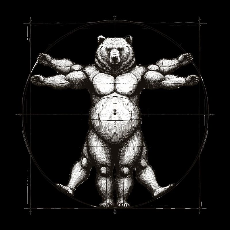 Vitruvian Bear Sketch Drawing Gift