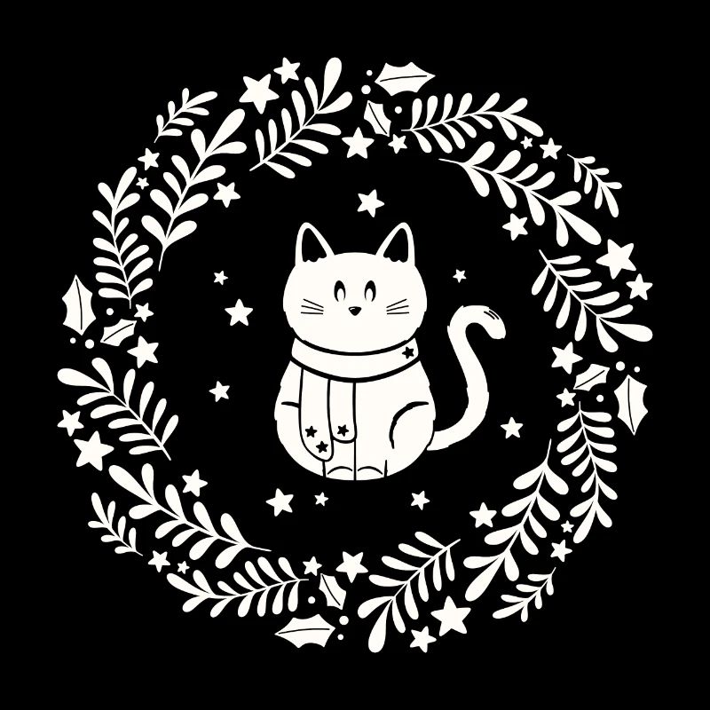 Weihnachtskranz mit süßer Katze