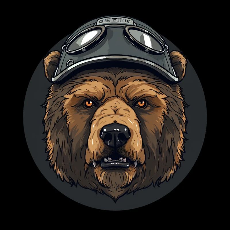 Bear with helmet bear portrait