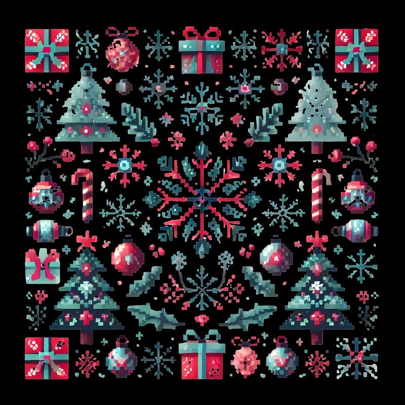 Festive Pixel Art Christmas Pattern