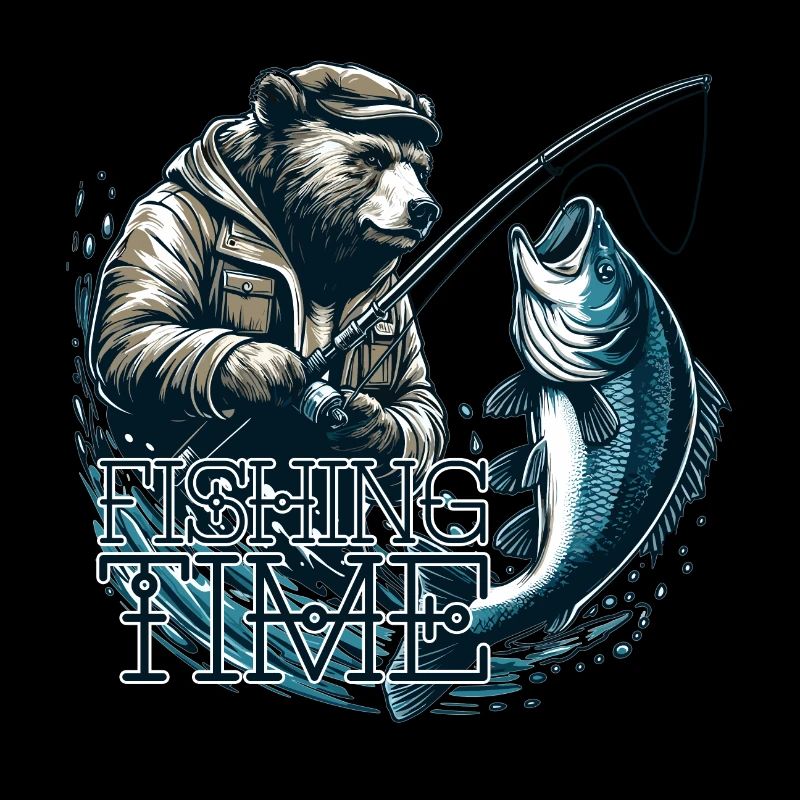 Temps de pêche ours pêche pêcheur poisson cadeau