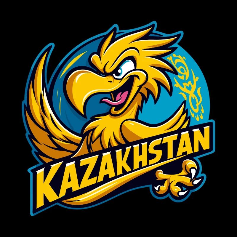 Kazakhstan Eagle Crest Cartoon Flag Gift