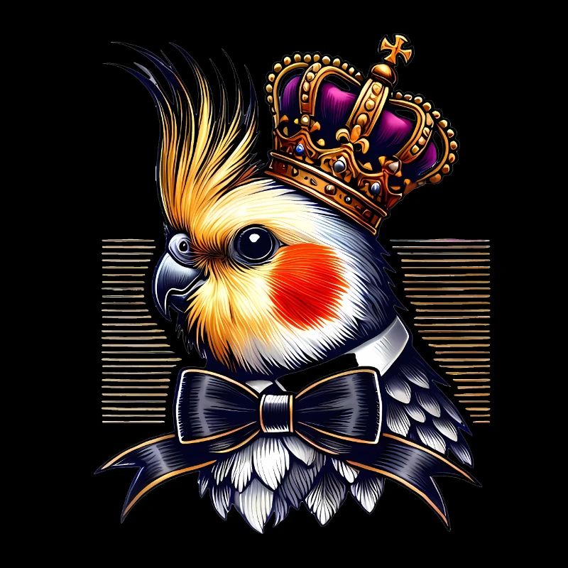 Calopsitte royale avec nœud papillon couronne