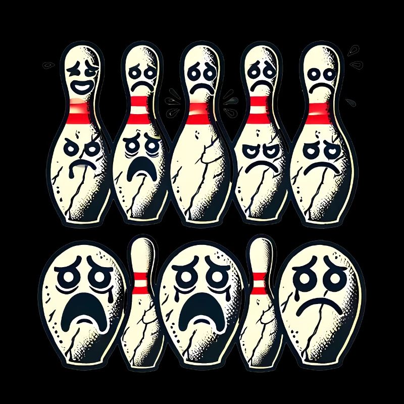 Quilles de bowling de dessin animé dans le chaos