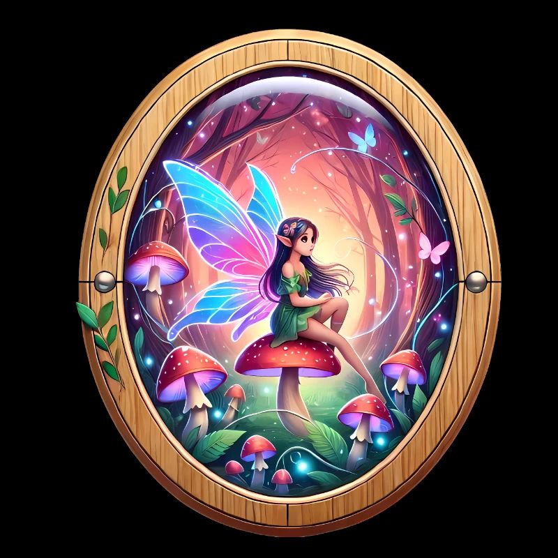 Fairy on a Rainbow Mushroom Design