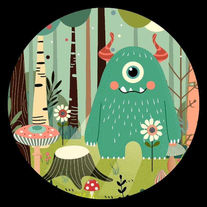 Cute monster in the magical forest