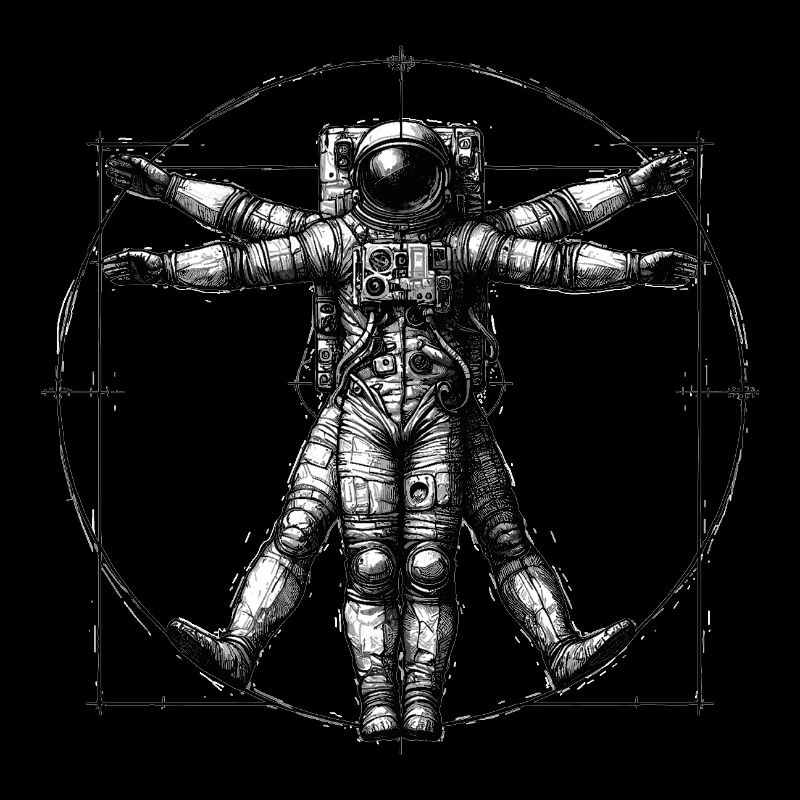 Vitruvian Astronaut Sketch Drawing Gift