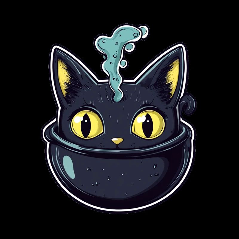 Chat Chaudron Chat Sorcière Halloween