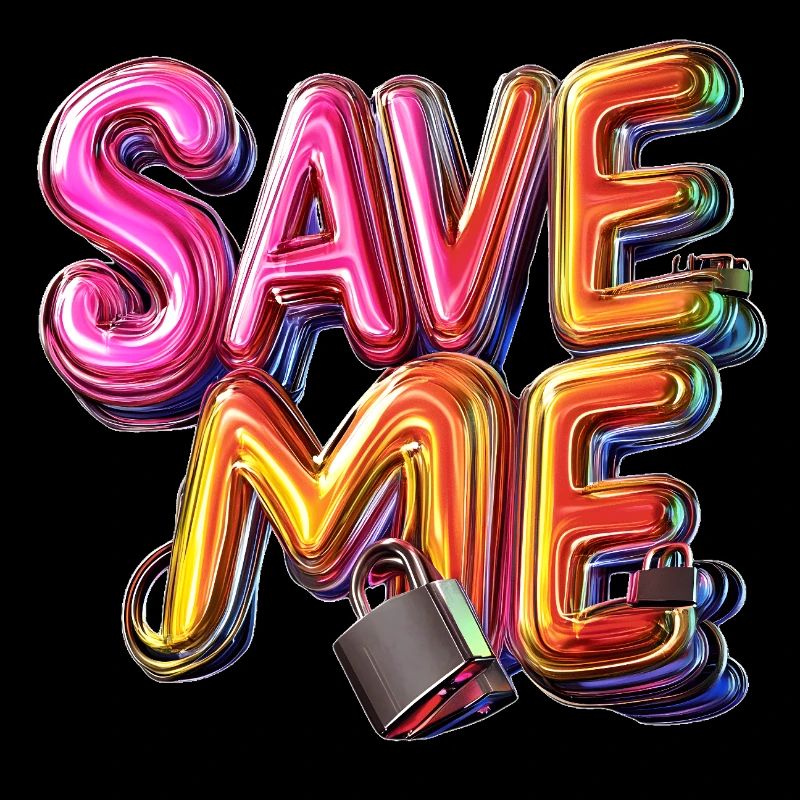 Stylischer 3D Schriftzug "SAVE ME" mit Schlössern