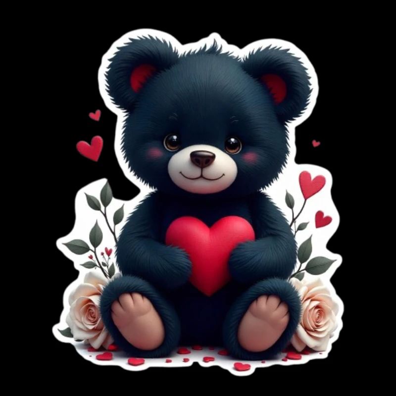 Schwarzer Teddy mit Herz