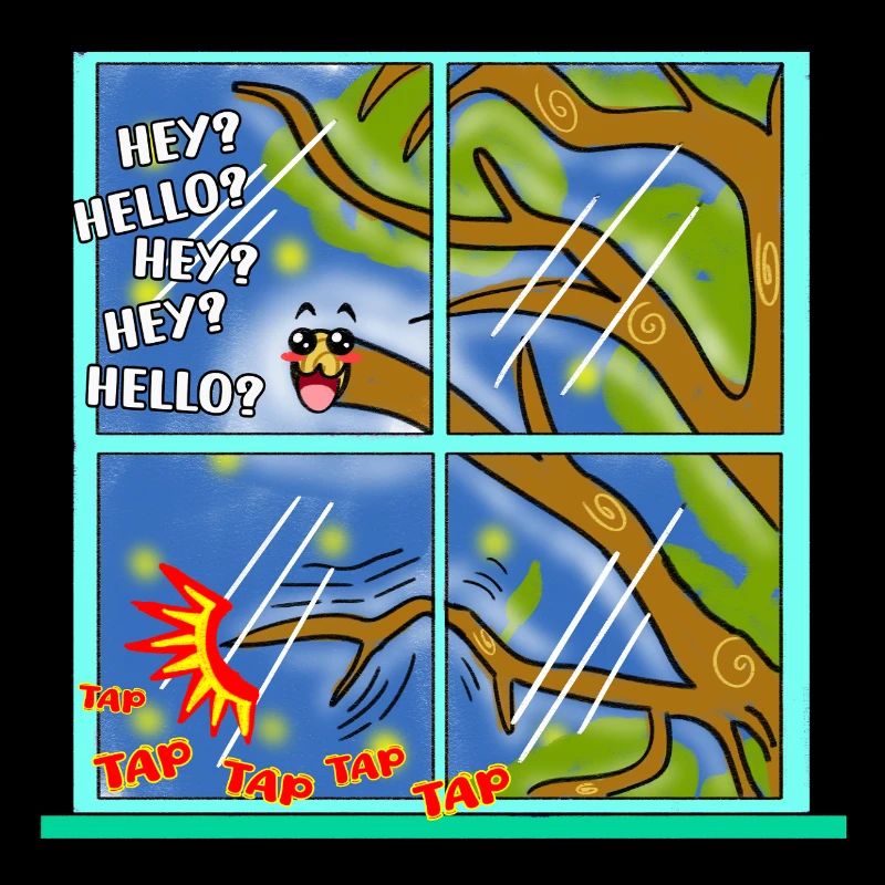 Drôle Kawaii Mignon Branche d’arbre Tapping Art classique