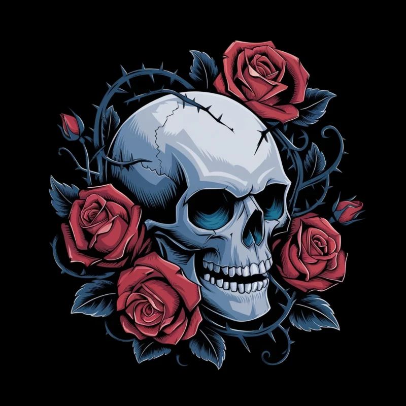 Crâne avec des fleurs de roses
