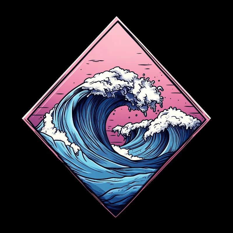 logo vague, forme de losange, dessin océan