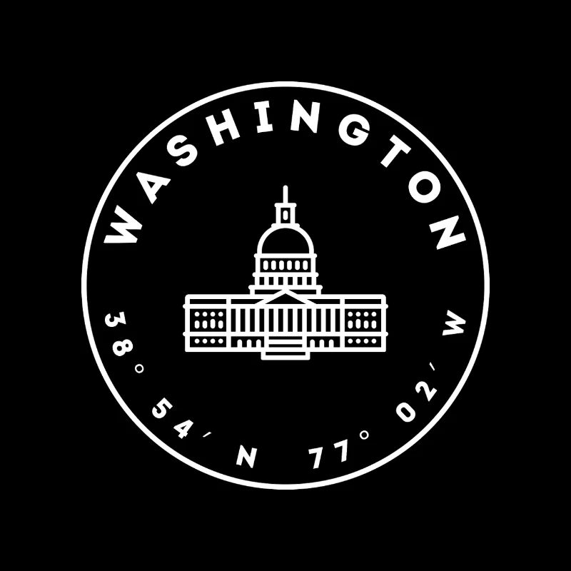 Washington DC with Capitol and coordinates