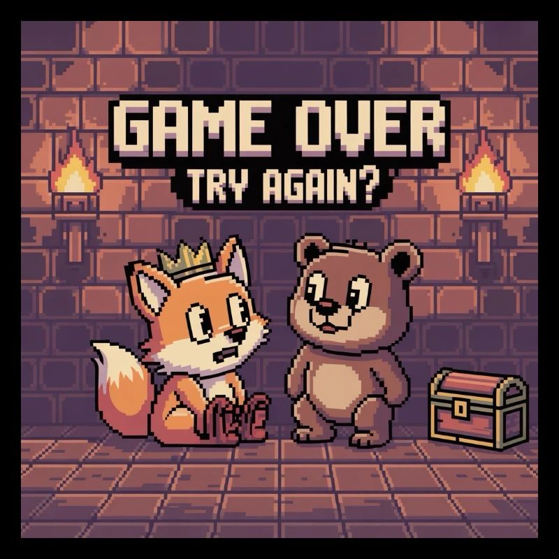 Pixel Art Game Over Scène pour animaux de compagnie