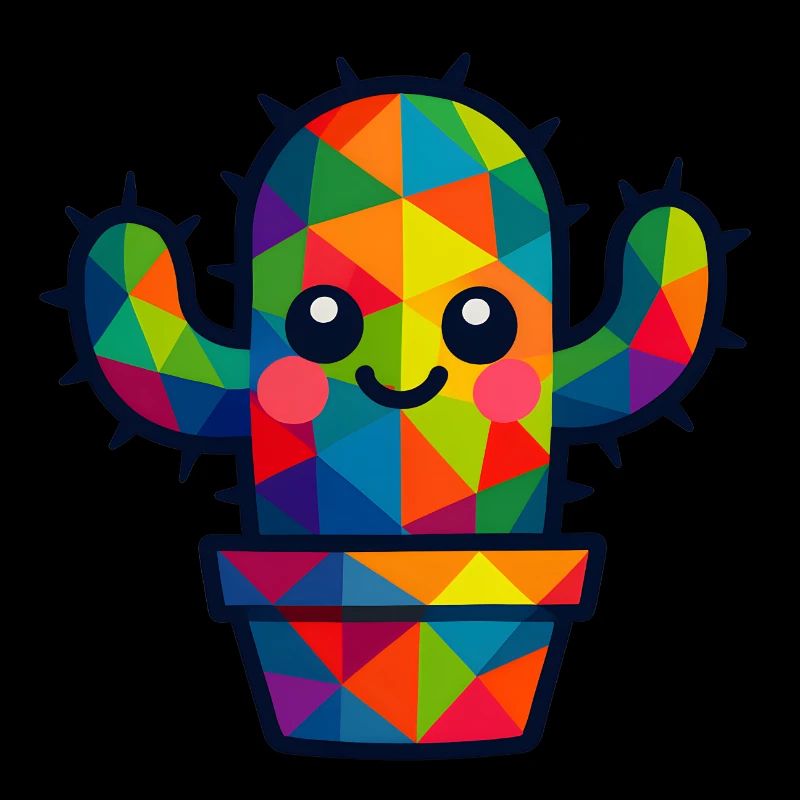 WPAP polygone Kawaii Style bébé cactus dans un pot de fleurs