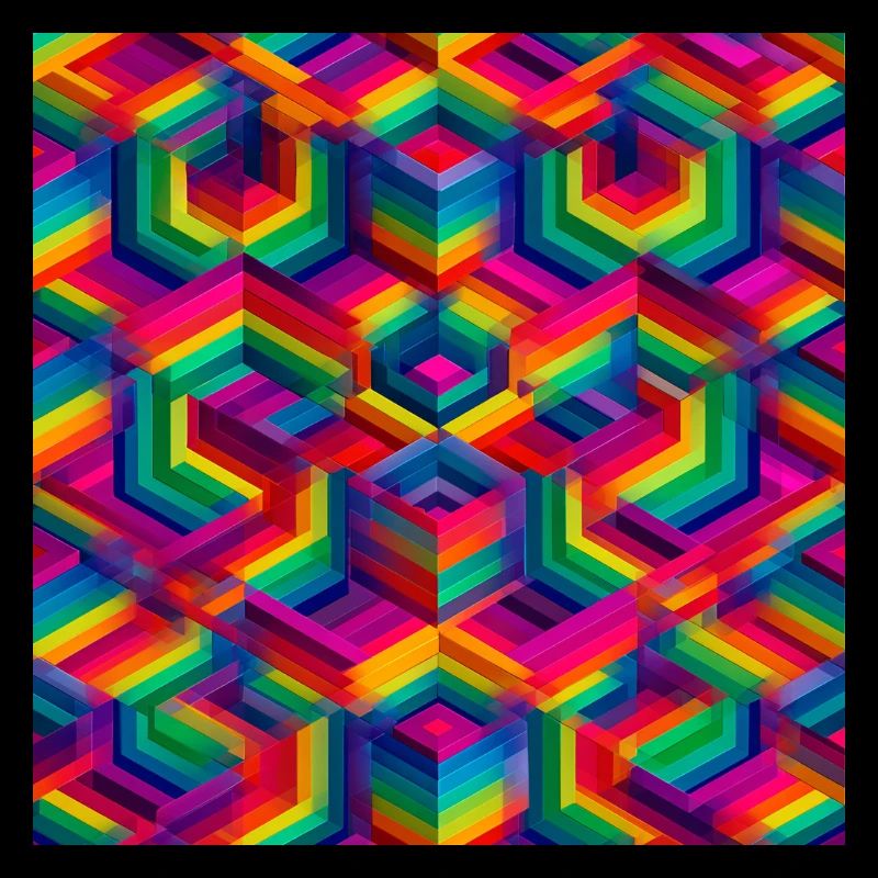 Illusion 3D géométrique colorée