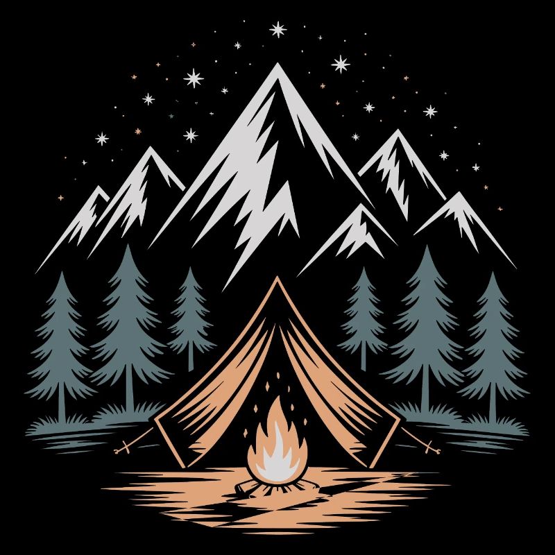 Mountain Adventure with Campfire