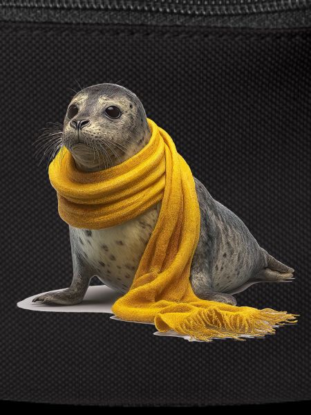 Phoque mignon avec écharpe jaune