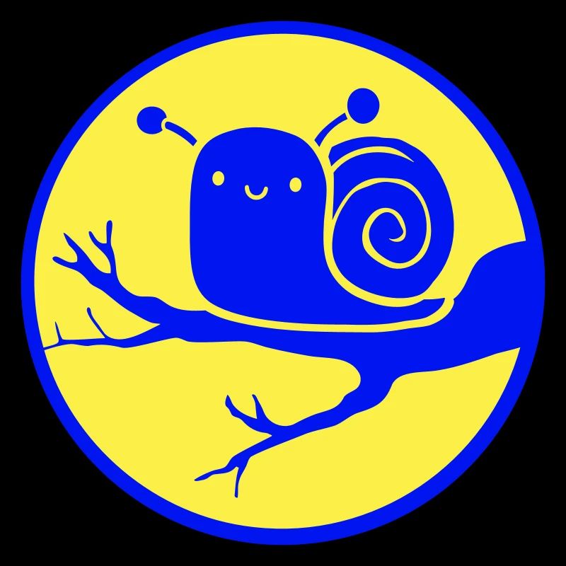 Escargot Arbre Branche Nuit Lune Rond Doux Heureux
