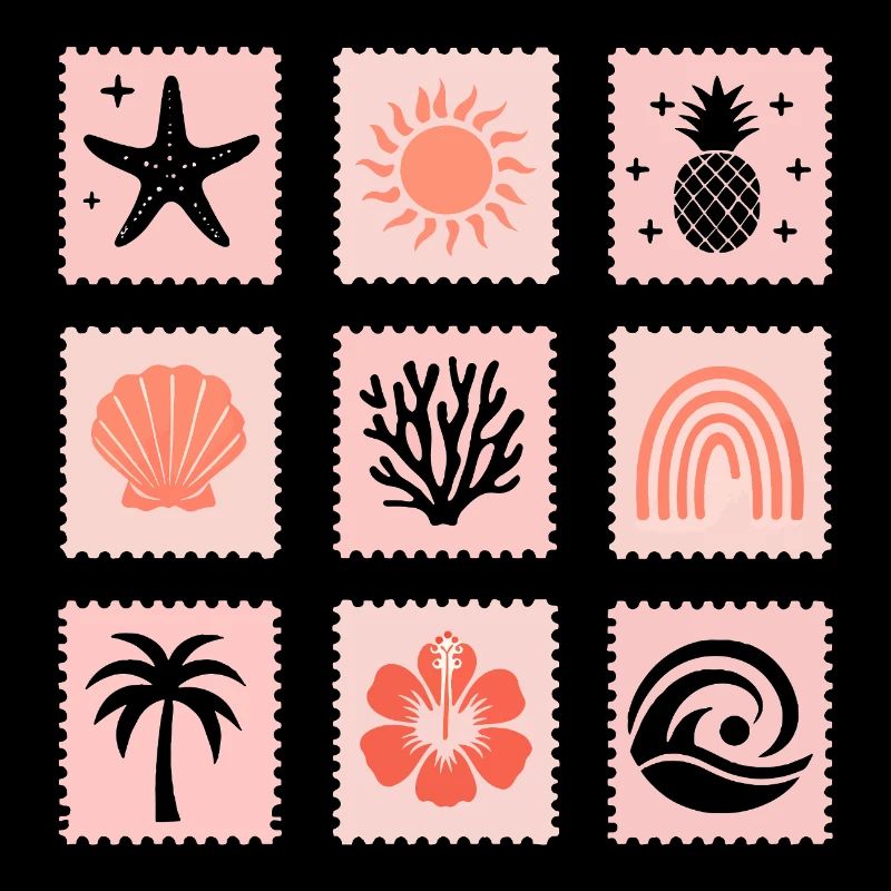 Collage de timbres nature