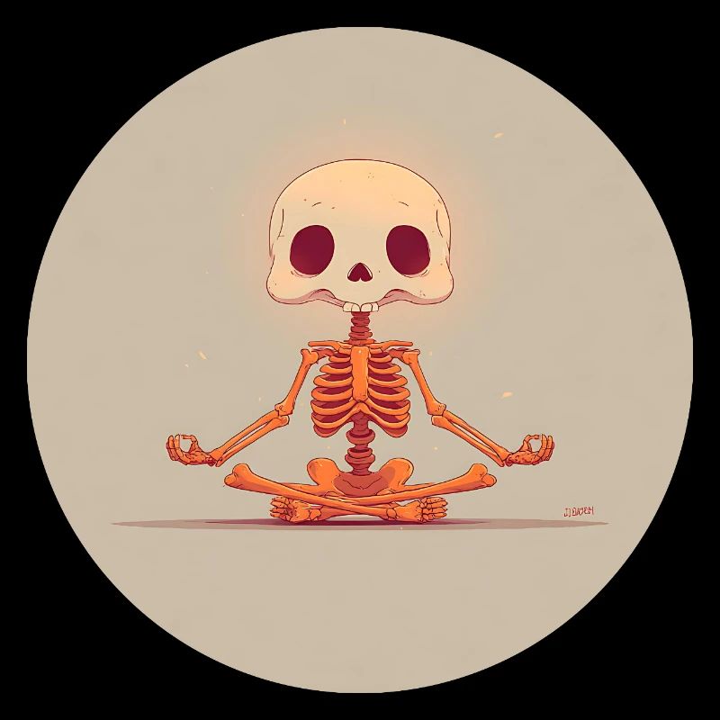 Skelett Meditationspose in Orange
