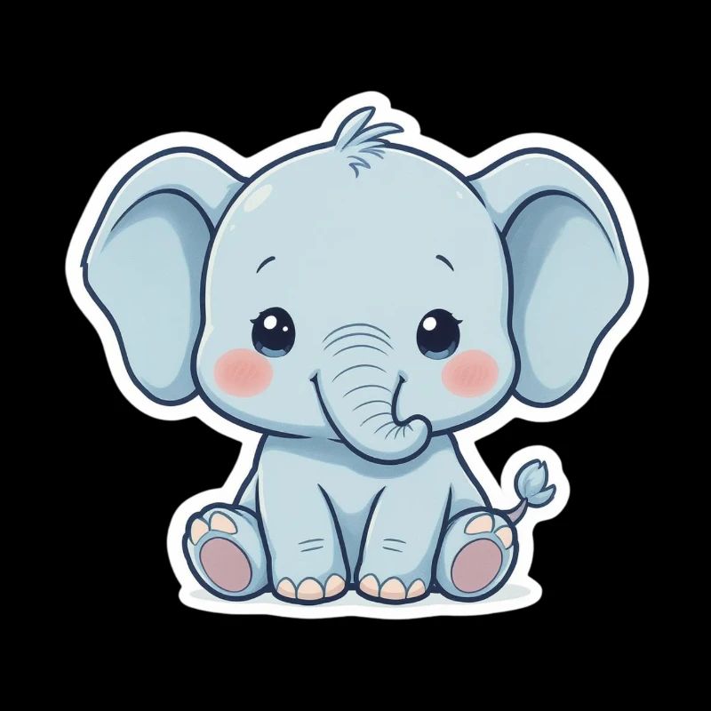 Autocollant éléphant bébé bleu