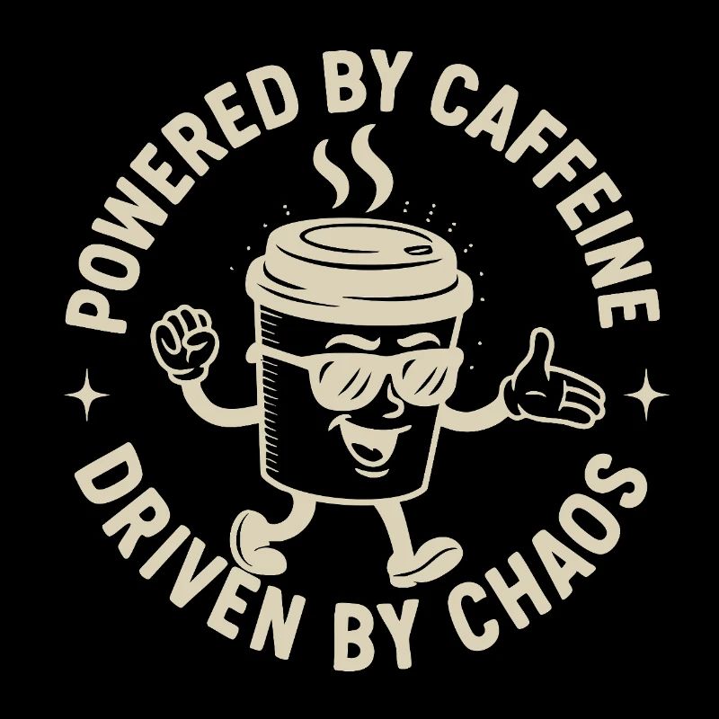 Powered by Caffeine, Driven by Chaos Kaffee Spruch