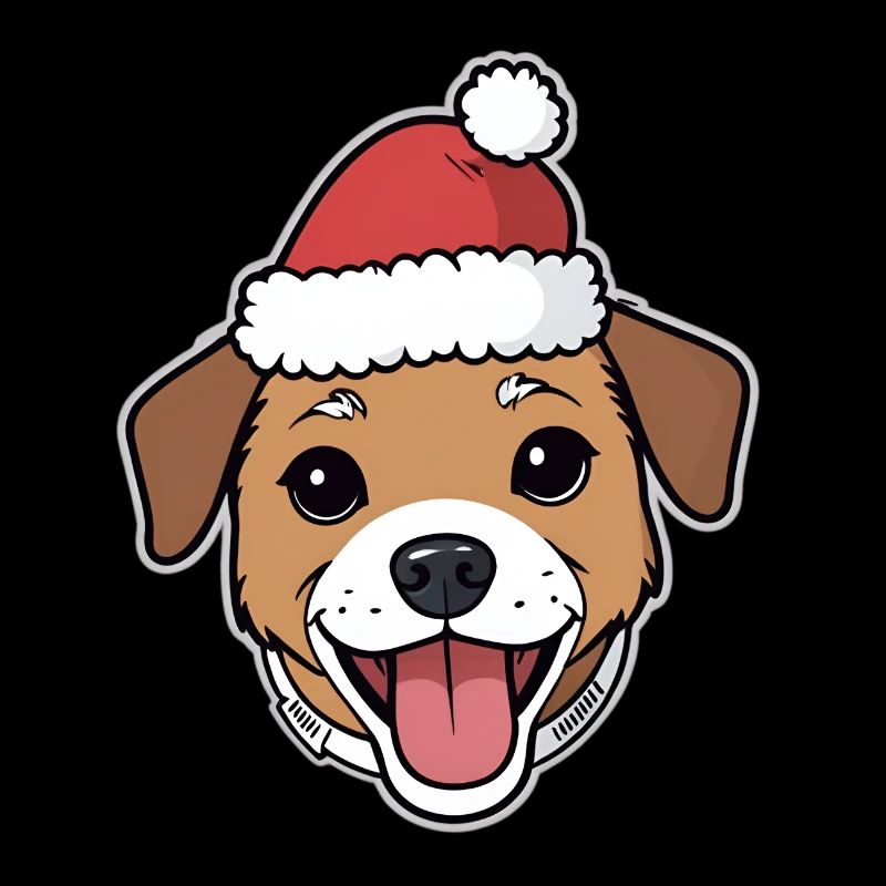 Dessin animé de chien de Noël avec chapeau