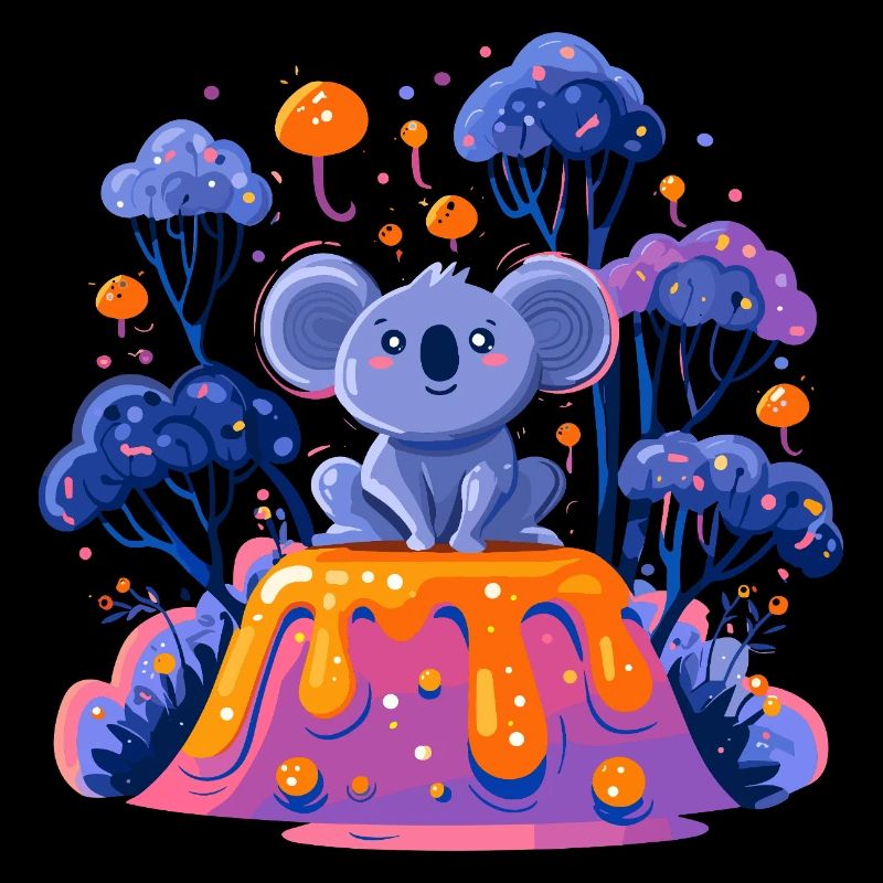 Koala auf schmelzender Lava