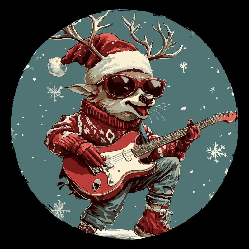 Deer Christmas Guitar